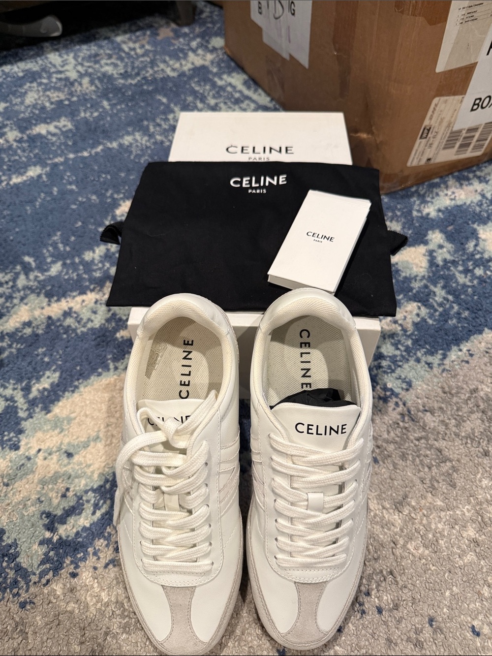 brand new with tag 
Celine White and Light Gray Men's Low-Top Sneakers size 39